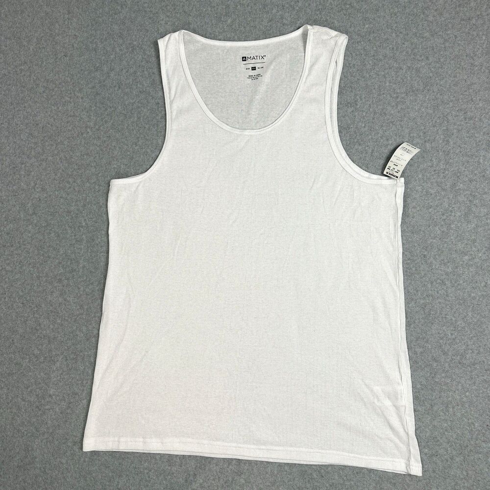 New Matix Men’s Size XXL White Cotton Blend Sleeveless Round Neck Tank Top